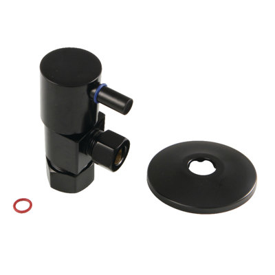 Kingston Brass 5/8-Inch OD Comp x 3/8-Inch OD Comp Anti-Seize Deluxe Quarter-Turn Ceramic Hardisc Cartridge Angle Stop with Flange