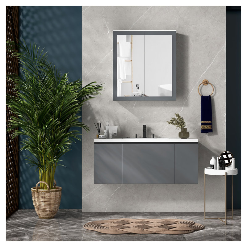 Armoire à pharmacie murale Kleankin 27,25 po L x 29,75 po H avec miroir, rangement en MDF blanc et 2 tablettes réglables
