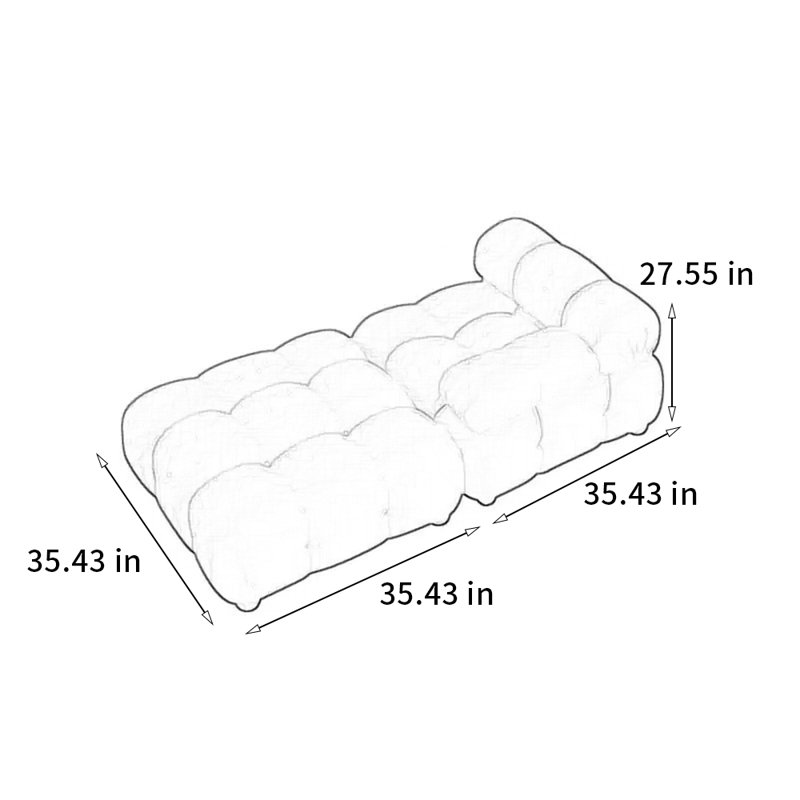 Chaise modulaire et multifonctionnelle confortable, Crème, crème, Orienté à gauche (vu de face)