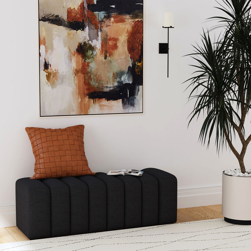Banc d'appoint rembourré en tissu Delsur, Gris anthracite