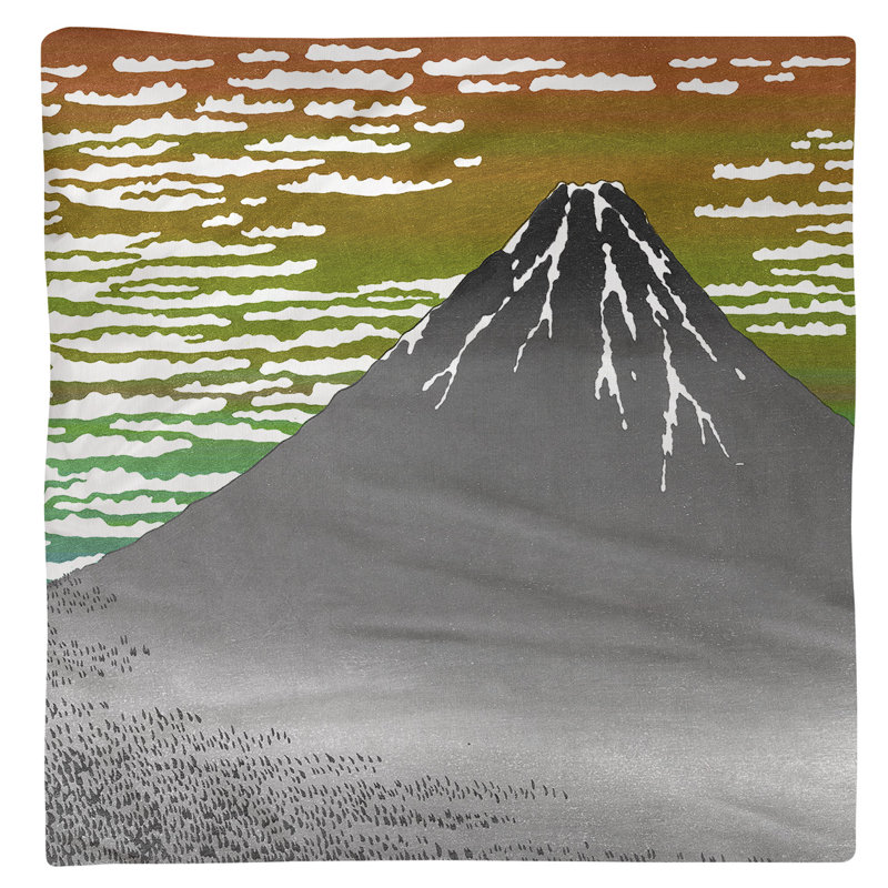 Katsushika Hokusai Cotton Square Napkin, Red/Green Sky