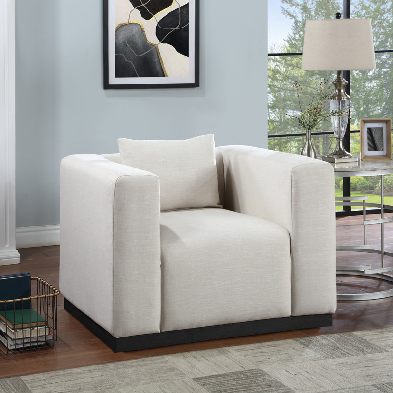 Huzayl 44,5 po de large, Tissu beige texturé en lin