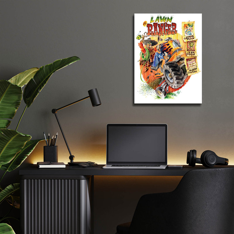 «Lawn Ranger» par James Mazzotta, art mural en verre acrylique, H 16 po x l 12 po x P 0,13 po