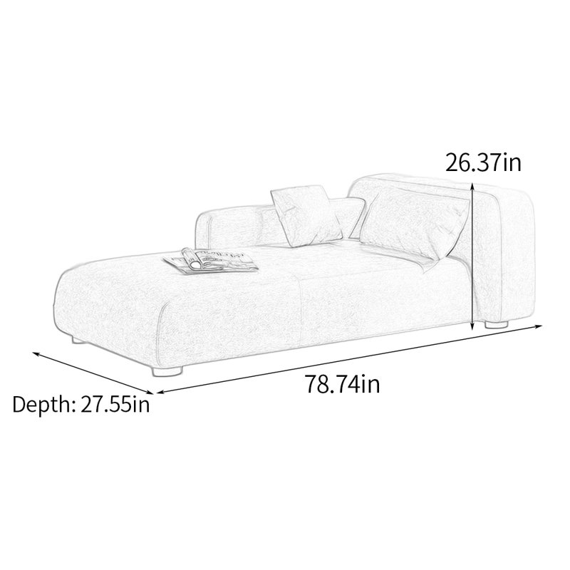 Chaise longue rembourrée Ruchir, Chaise longue à accoudoir droit