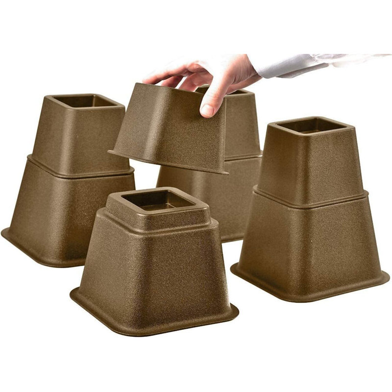 8'' Bed Risers, 8" H x 6.5" W x 15.1" D, Brown