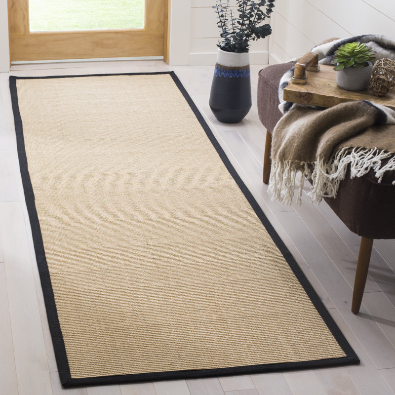 Cybil Auckland Jute Maize/Black Area Rug, Runner 2'6" x 8'