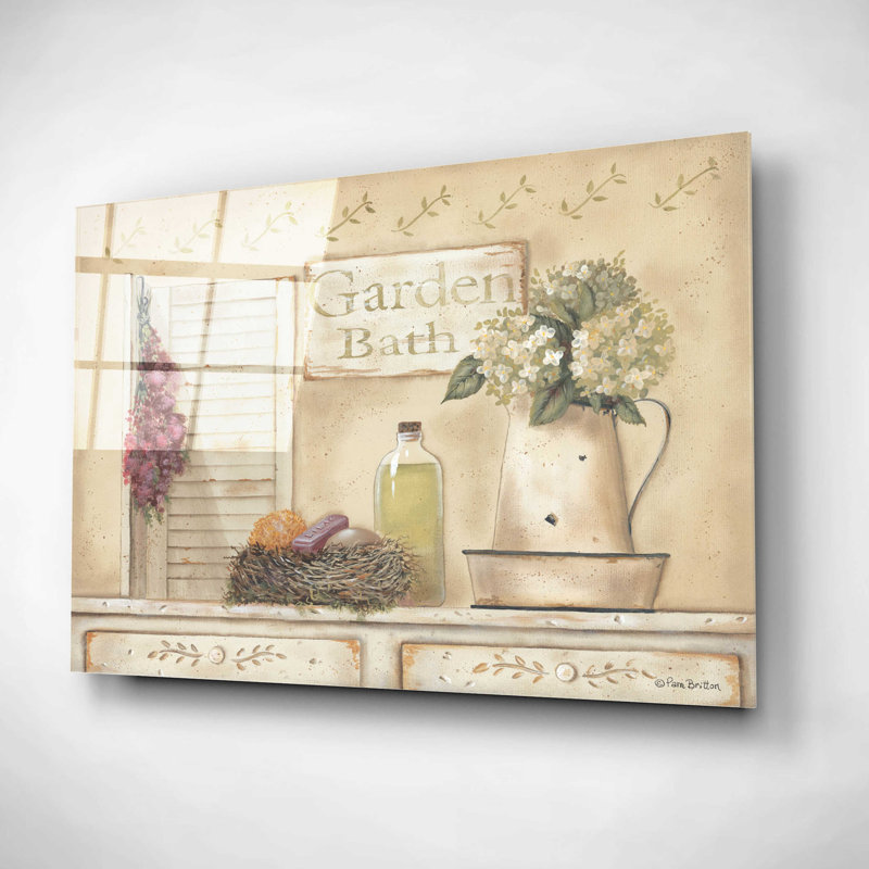 «Garden Bath» par Pam Britton - peinture sans cadre, H 16 po x l 24 po x P 0,2 po