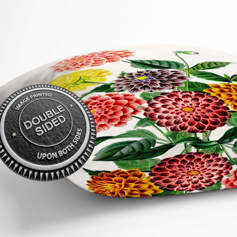Dahlia Flowers Square Throw Cushion, 40cm H x 40cm W x 15cm D