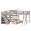 Lit superposé en forme de L peu encombrant avec tiroirs de rangement intégrés, échelle et escalier pour des aménagements de chambre polyvalents-451621618