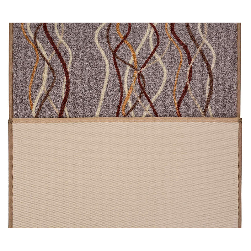 Striped Gray Slip Resistant Low Pile Rug, Runner 2'8" x 8'