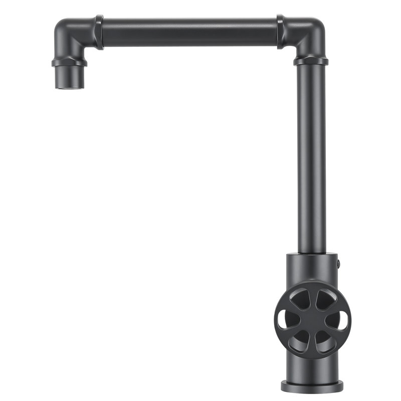 Matte Black Industrial Single Handle High Arc Bathroom Faucet