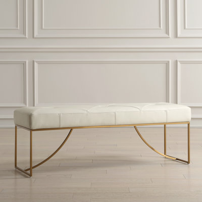 Nehmia Ivory Leather Bench