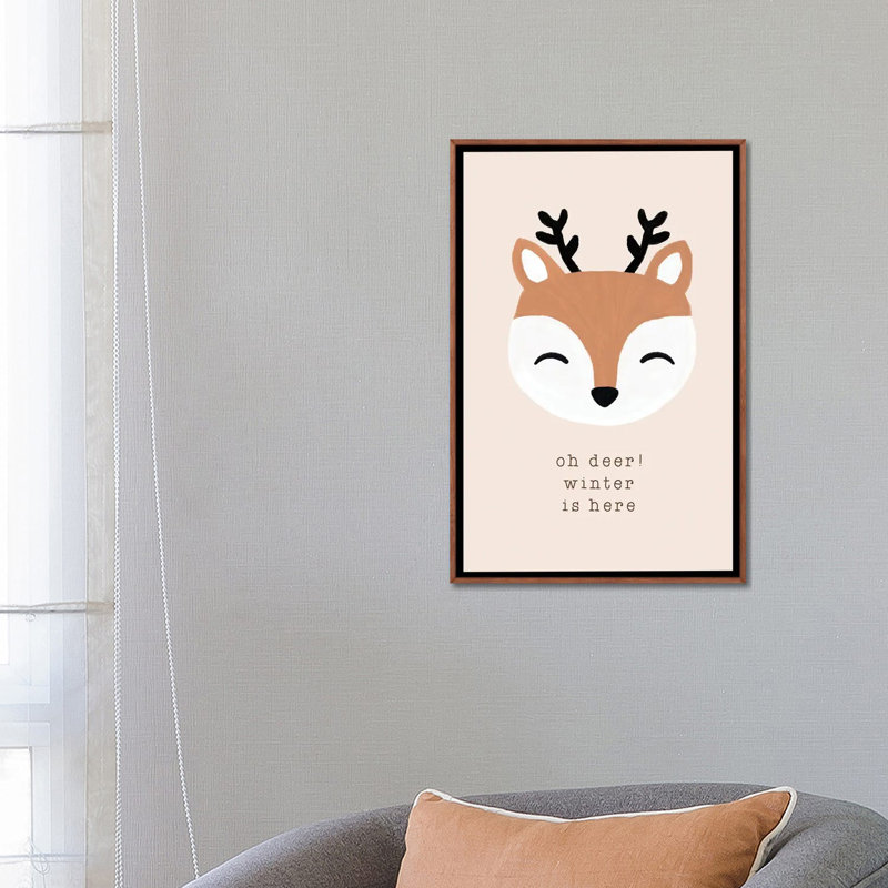 « Oh Deer Winter is here » par Orara studio-impression d’art textuel, H 26 po x l 18 po x 1,5 po, Pas de tapis