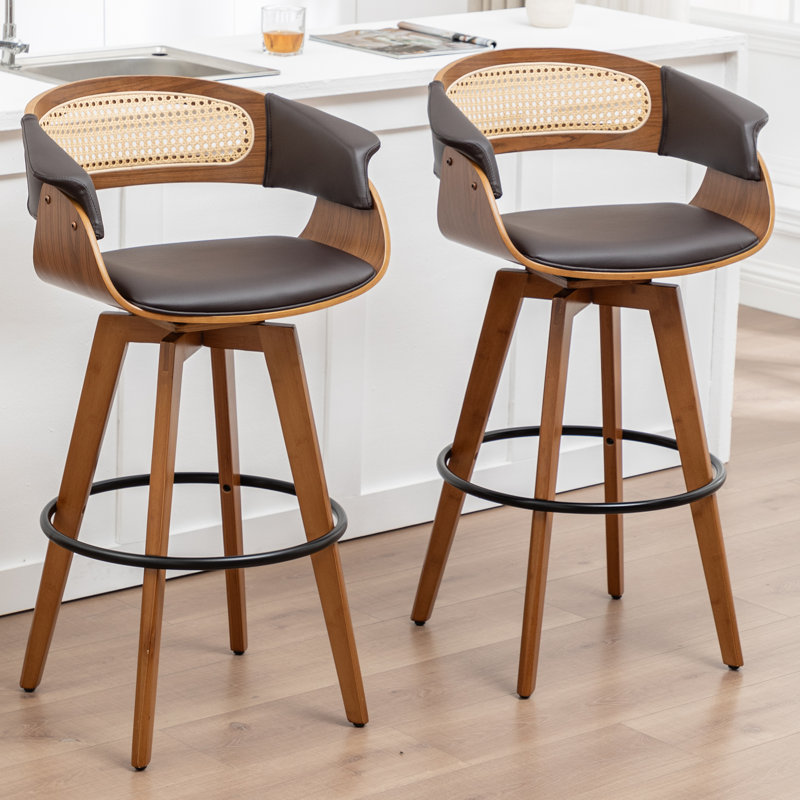 Tabourets de bar pivotants rembourrés, Tabouret de bar (siège d'une hauteur de 29,52 po), Brun