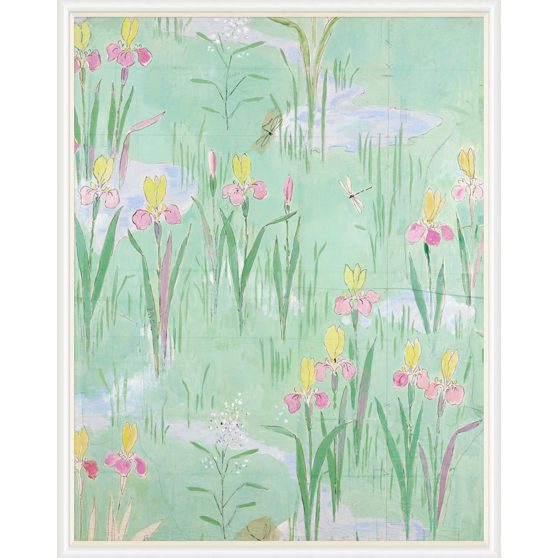 Fleur Vertes 2 Print by Paule Marrot, White Framed, 54" H x 43" W x 1.25" D