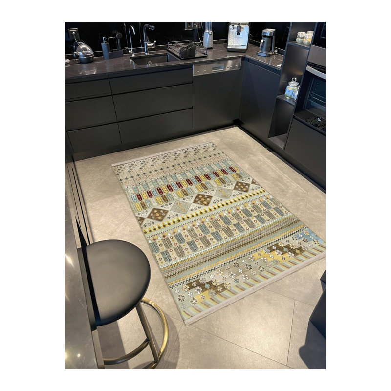 Tapis multicolore à motif géométrique à motifs mélangés, Tapis de couloir 3 pi 3 po x 6 pi 7 po