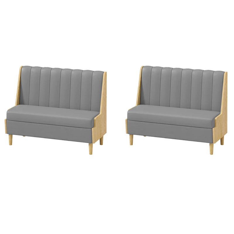 Banc rembourré en similicuir Modern, Gris clair