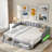 Extendable Upholstered Daybed With 2 Storage Drawers And Led Light-542106540