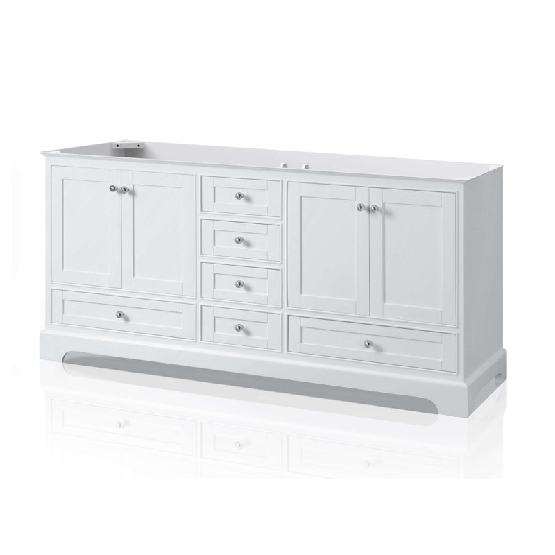 Audrey 72'' W Double Vanity, White, Carrara White, Nickel