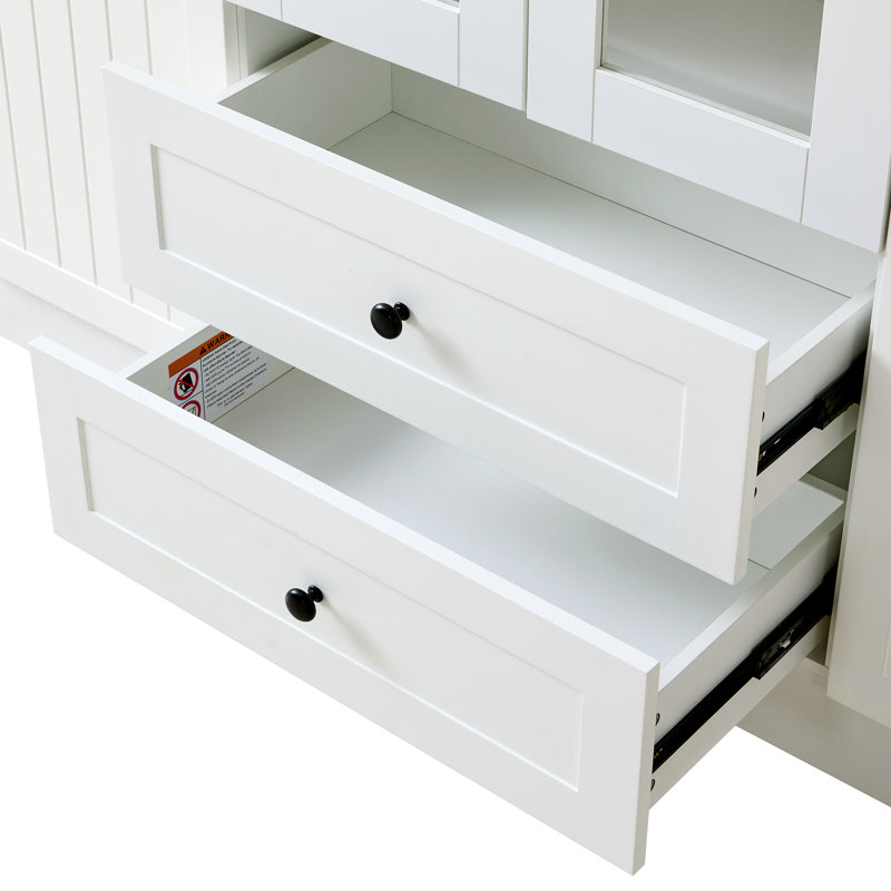 Grand garde-manger moderne avec 6 portes, tablettes réglables, plateaux coulissants et porte-bouteilles Modern, Ivoire ivoire