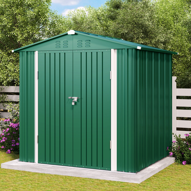 Outdoor 6 ft. W x 4 ft. D Galvanized Steel Storage Shed, 76 cm H x 51 cm W
