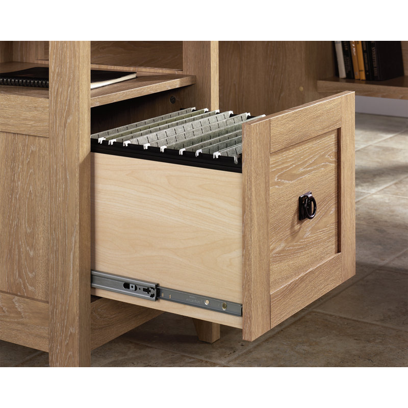 August Hill  L-Desk, Black/Brown