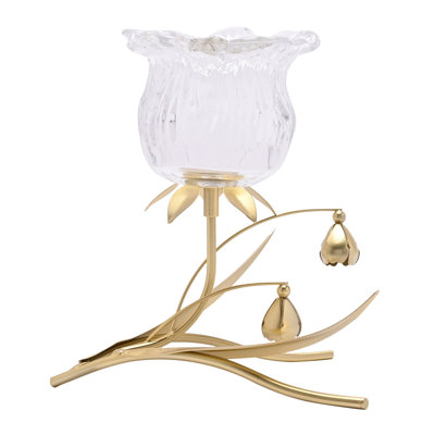 18Cm Glass Metal Tabletop Votive Holder