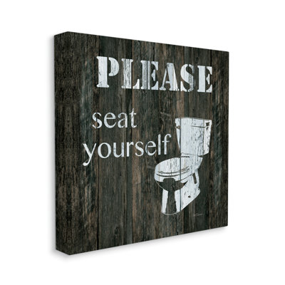 " Seat Yourself Rustic Bathroom Sign Distressed Toilet " by Carol Robinson