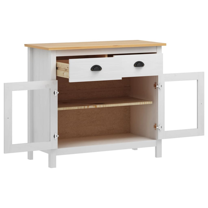 Mickelson Free-Standing Cabinet 90x40x80 cm, White/Honey Brown