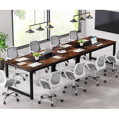 Solid Wood Rectangle Conference Table with 1 Chairs