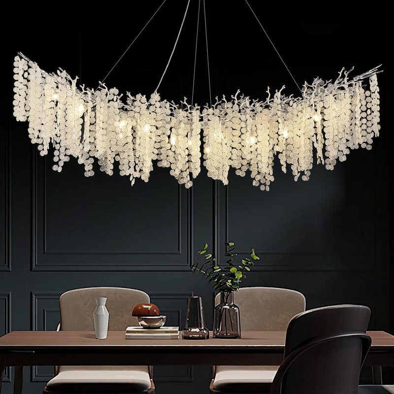 Crystal Glass Tree Branch Chandelier, Silver