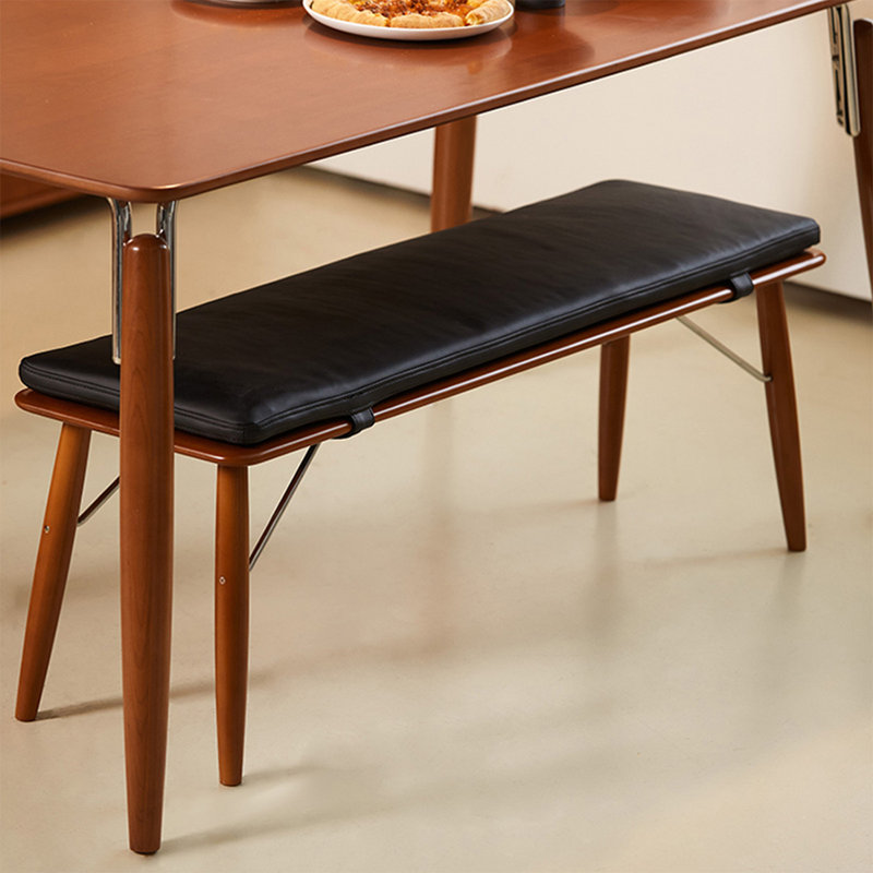 Banc rembourré en cuir de microfibre de bois noir et brun, H 15,75 po x l 47,24 po x P 14,17 po