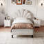 Forcier 90x190cm Single Velvet Upholstered Bed Frame with Adjustable Petal Headboard-502704560