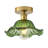 1-Light Brass Flush Mount Ceiling Light, Dimmable, E26 Base, Glass Shade, ETL Certified-62591620