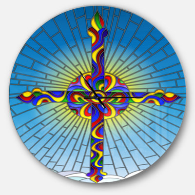 Bright holy cross in blue sky - Modern wall clock