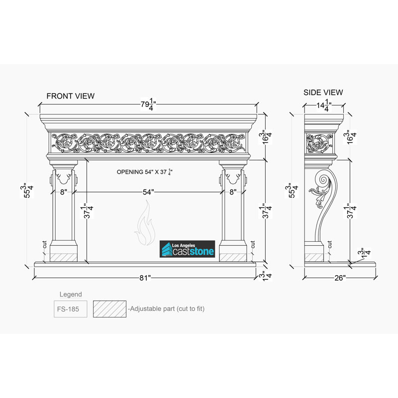Elfros Fireplace Surround, Gray Old World