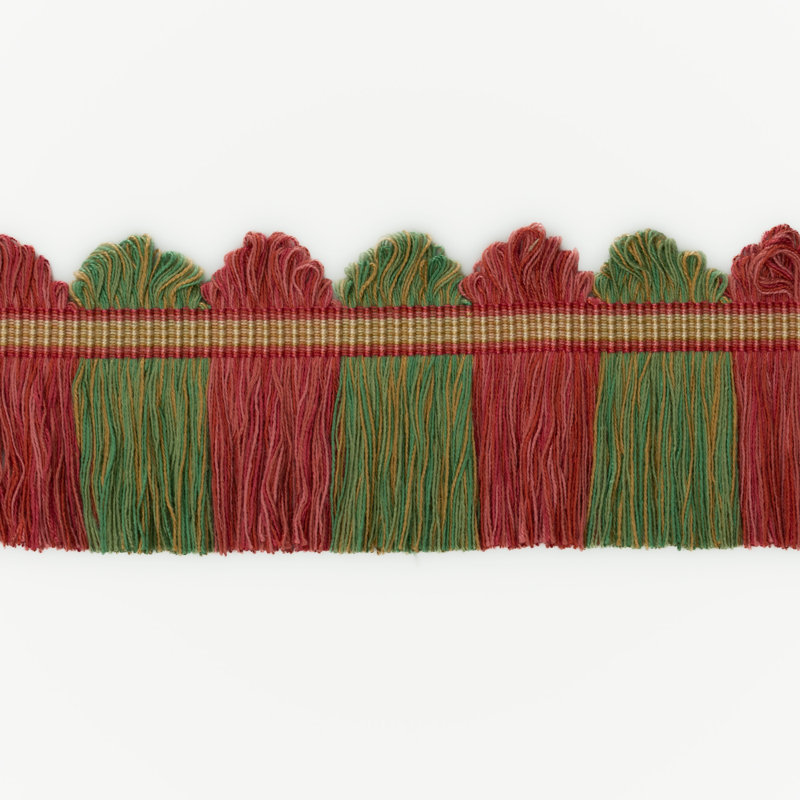 Perandor Fan Top Cut Fringe Fabric, Rose/Green