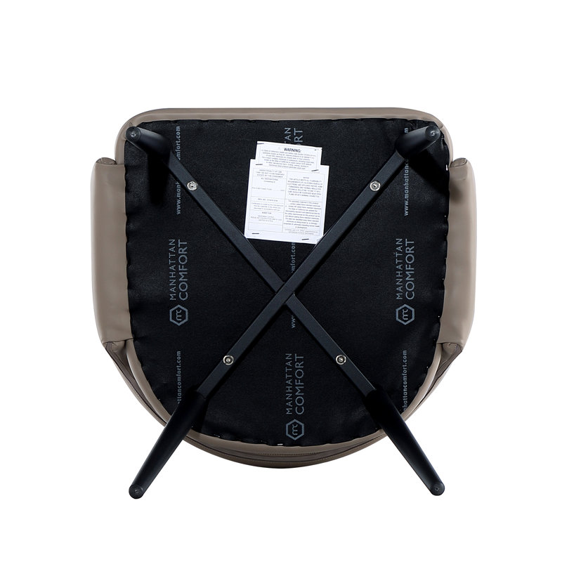 Hickson Leatherette Dining Arm Chair with Metal Legs in Stone, Taupe, 2