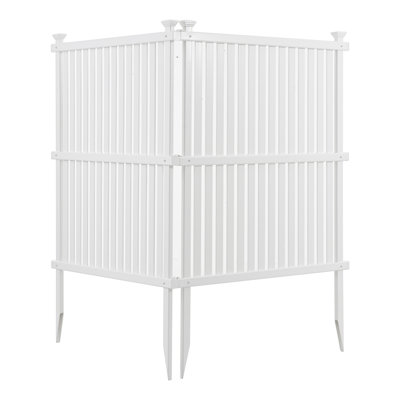 Privacy Screen Panels Kit  Air Conditioner Trash Can Enclosure  Vinyl  White Color