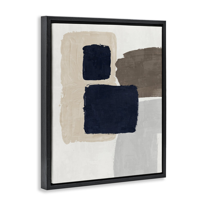 Art mural en toile flottant bleu marine par Nina Blue, Cadre flottant noir de jais, H 31 po x l 21 po