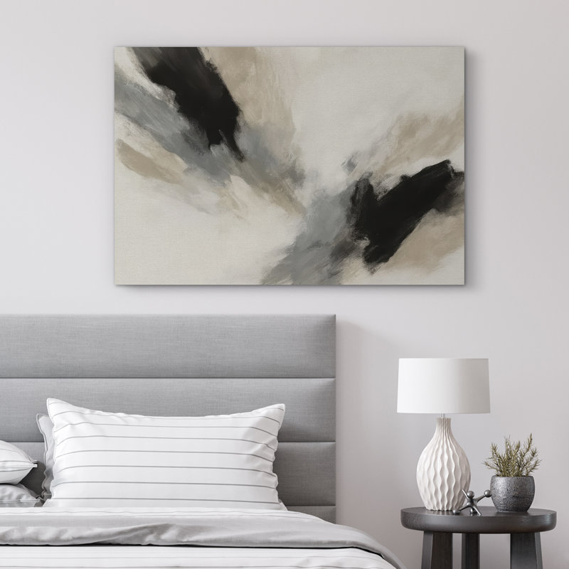 «Black and Neutral Abstract with Soft Motion Effect», reproduction d'art sur toile encadrée, H 16 po x l 24 po x P 1,5 po