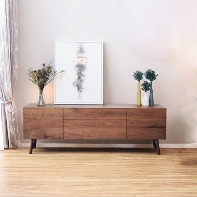 Modern simple pure black walnut TV cabinet