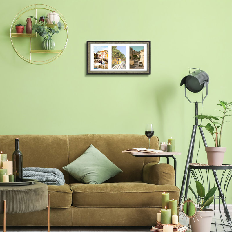 Brejon Picture Frame with Mat, Gray/Black