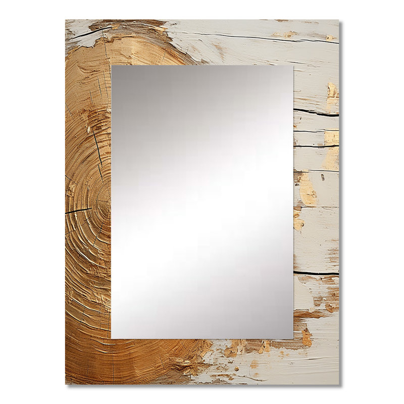 Abstract Gold And White Paint Spiral II - Abstract Spirals Decorative Wall Mirror, Modern Large Mirror, Printed Metal Art