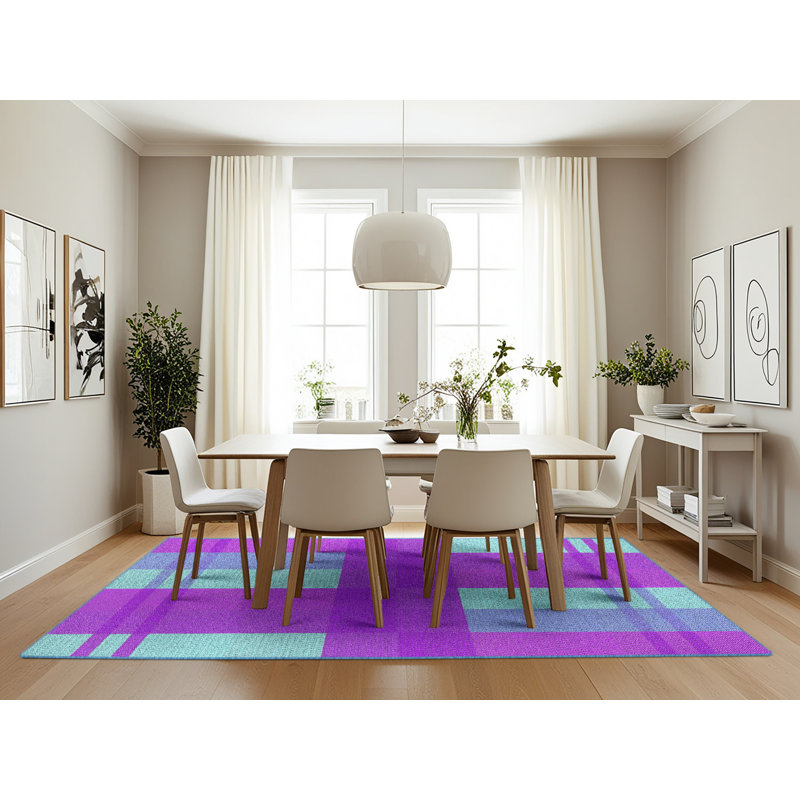 Tapis mauve à motif géométrique Kingsdown, Rectangle 7 pi x 10 pi