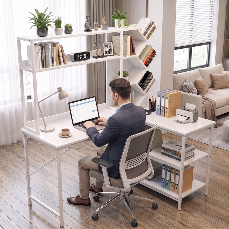 L-Shaped Computer Desk, White