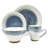 Sango Talia 16-Piece Casual Blue Stoneware Dinnerware Set - Service For 4, Blue/White