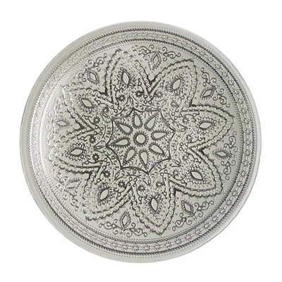 Divine Silver Glass Charger Plate 13" D