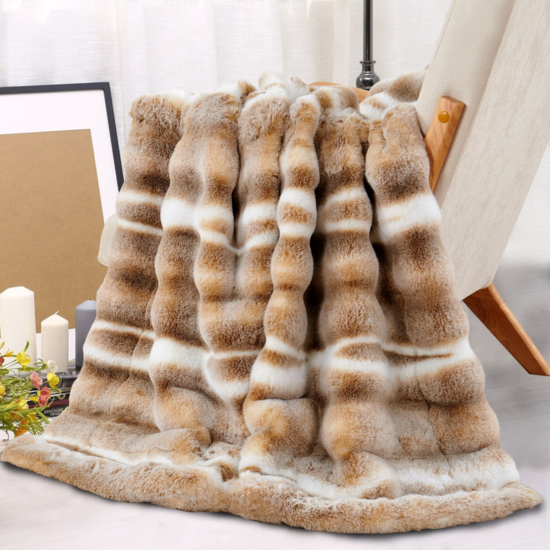 Knitted Throw Blanket, Brown, 127cm W x 152.4cm L
