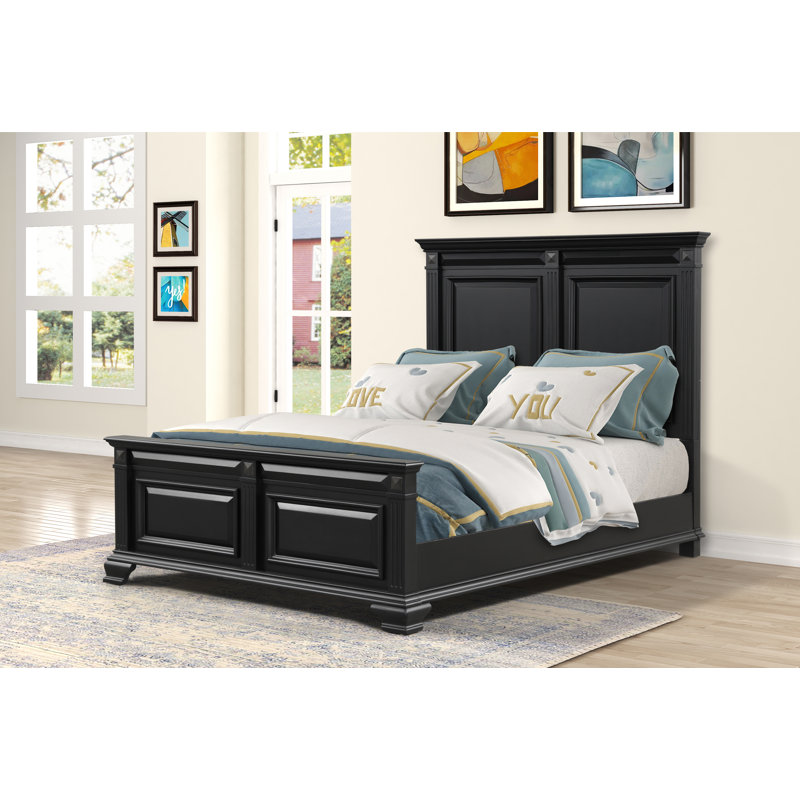 Samuelsson Solid Wood Standard Bed, Queen, Vintage Black